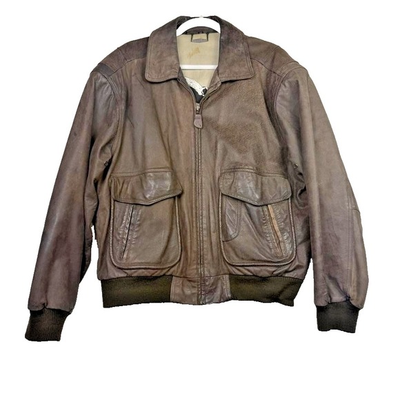Vintage Members Only Jacket Mens 42 Leather Bomber Flight Aviator 80s Korea - Picture 1 of 13